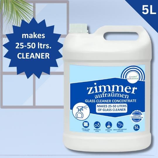 Glass Cleaner Solution Concentrated Formula- 5L (Makes 25-50 Litres)