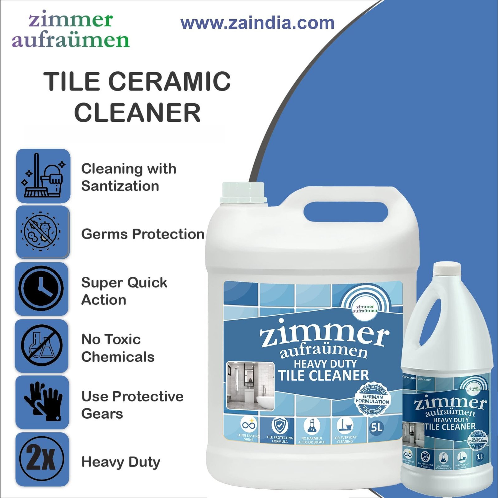 Heavy Duty Tile & Ceramic Cleaner Liquid (Concentrated Formula) -5 L - Image 3