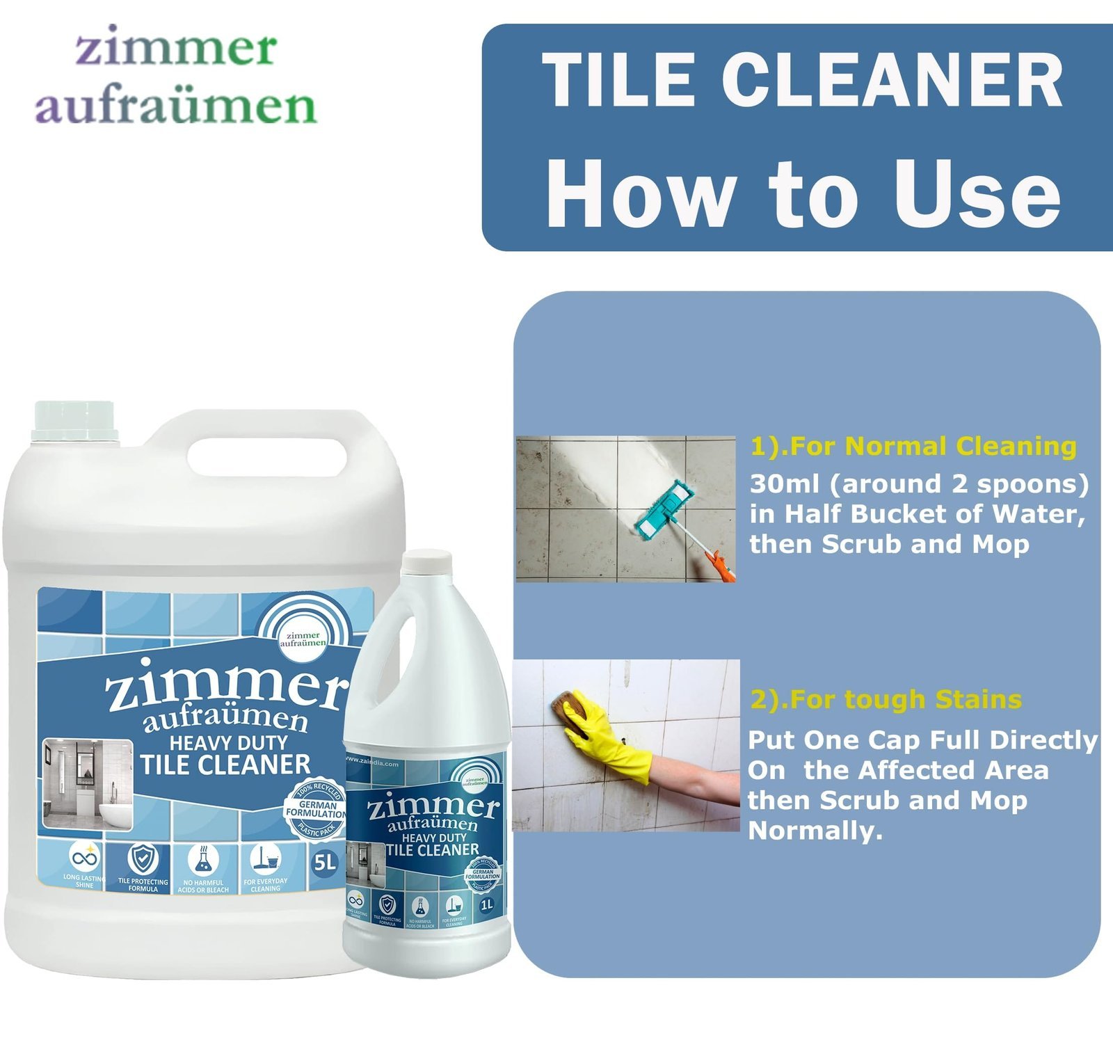 Heavy Duty Tile & Ceramic Cleaner Liquid (Concentrated Formula) -5 L - Image 4