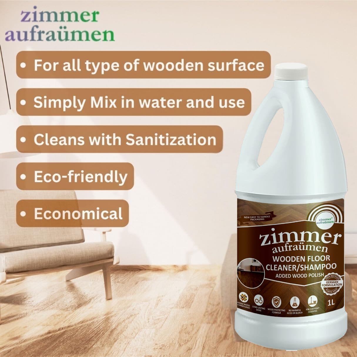 Wooden/ Wood Powerful Floor Cleaner (1L) Ultra Thick & Concentrated - Image 2
