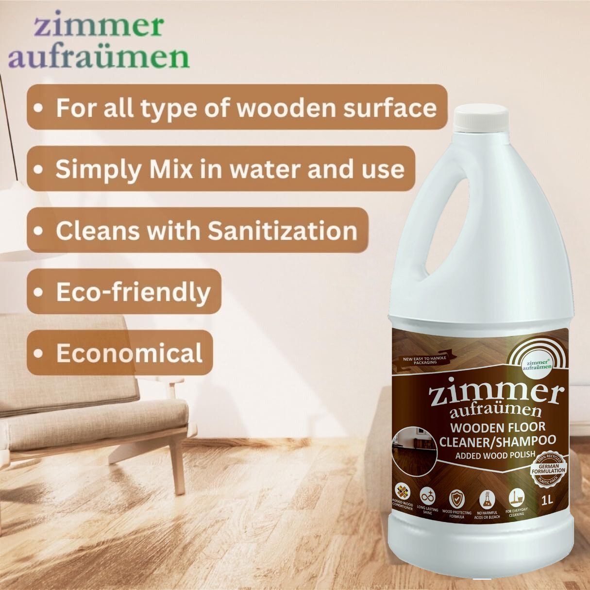 Wooden/Wood Floor Cleaner (Concentrated) - 1L & Wood Polish Spray - 500 ml - Image 8