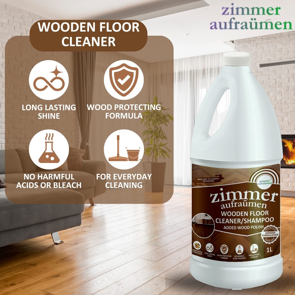 Wooden/Wood Floor Cleaner (Concentrated) - 1L & Wood Polish Spray - 500 ml - Image 7
