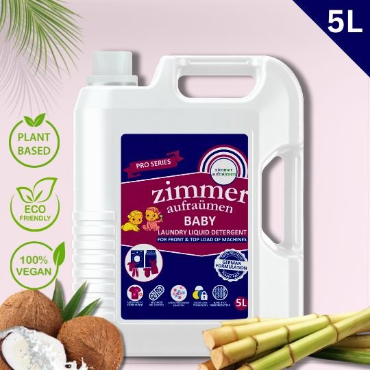 Liquid Detergent 5L for Baby Clothes | Decyl Glucoside Based| Bio-Enzyme Powered | Rose Water Base| Top & Front Load
