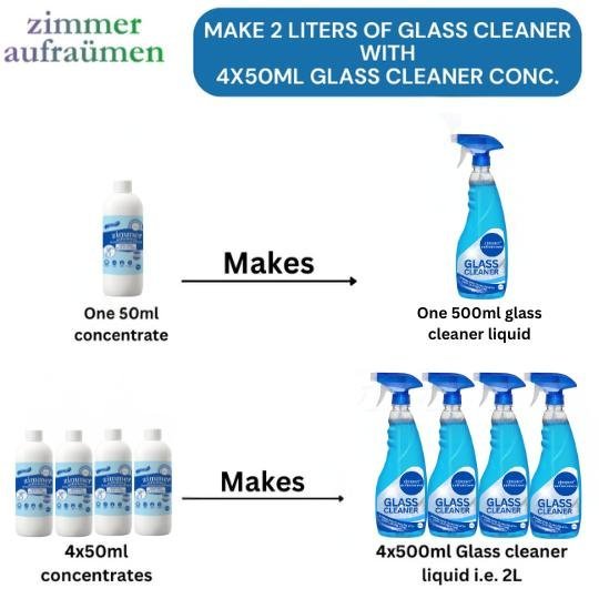Glass Cleaner(500ml) + 4x50ml Concentrates- makes 2.5 Ltrs. Cleaner - Image 4