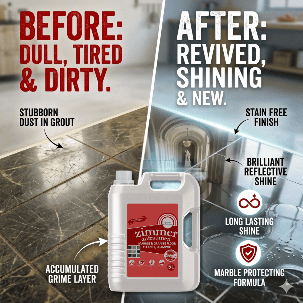Zimmer Aufraumen Powerful Marble Cleaner Shampoo 5 Litre | pH Neutral & Acid-Free Liquid for Italian Marble, Granite & Natural Stone Floors - Image 5