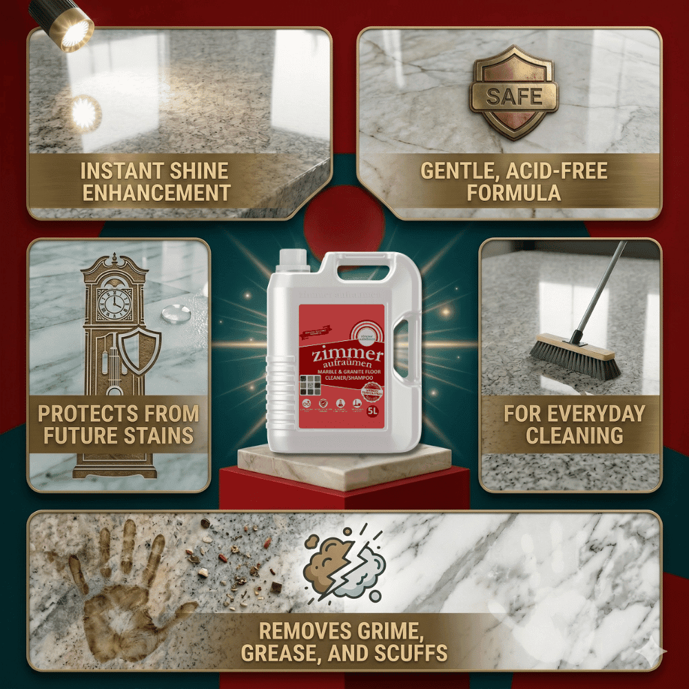 Zimmer Aufraumen Powerful Marble Cleaner Shampoo 5 Litre | pH Neutral & Acid-Free Liquid for Italian Marble, Granite & Natural Stone Floors - Image 6