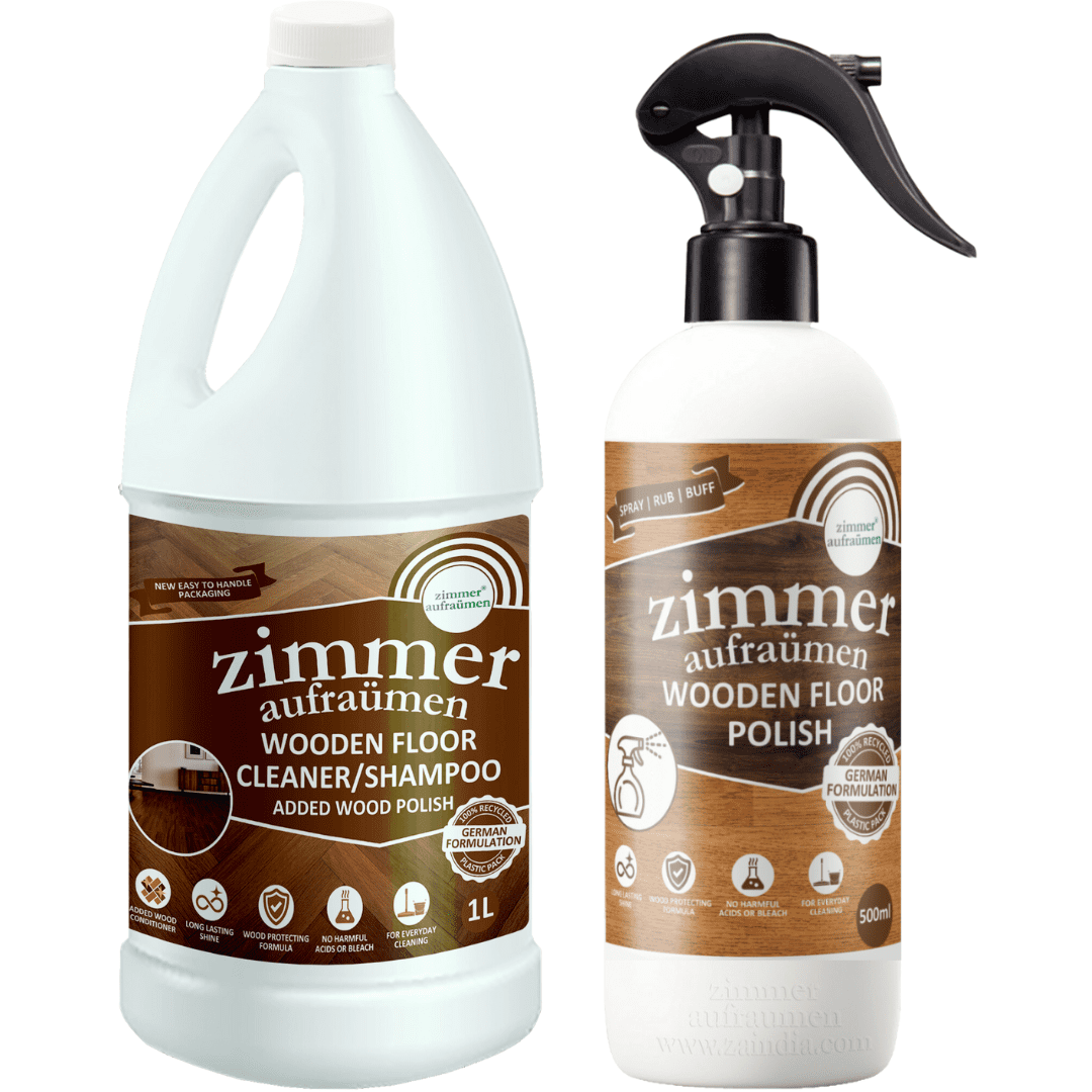 Wooden/Wood Floor Cleaner (Concentrated) - 1L & Wood Polish Spray - 500 ml