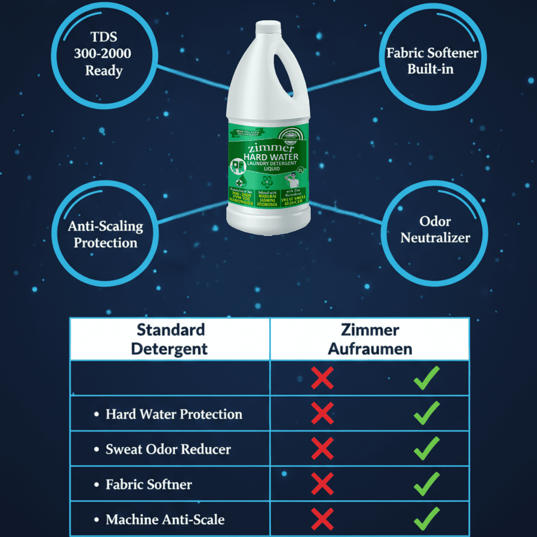Hard Water Detergent Liquid- 2L | Mineral Lock Technology | with Madurai Jasmine Hydrosol & Zinc Ricinoleate | Best for Front & Top Load Machines - Image 6