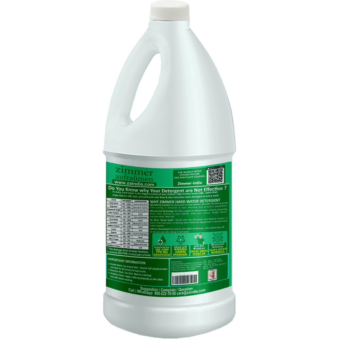 Hard Water Detergent Liquid- 2L | Mineral Lock Technology | with Madurai Jasmine Hydrosol & Zinc Ricinoleate | Best for Front & Top Load Machines - Image 2
