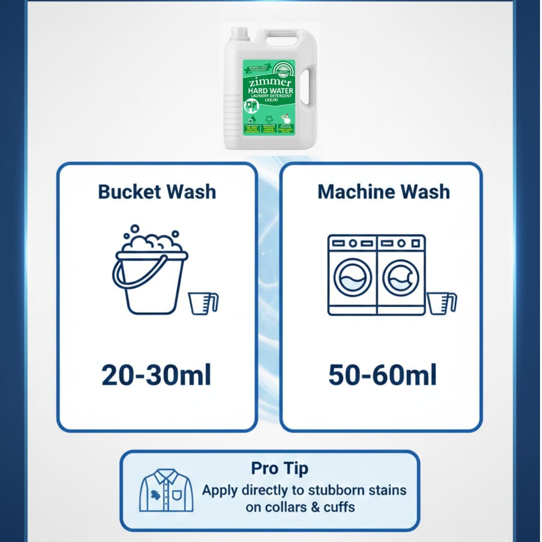 Hard Water Detergent Liquid- 5L | Mineral Lock Technology | with Madurai Jasmine Hydrosol & Zinc Ricinoleate | Best for Front & Top Load Machines - Image 5